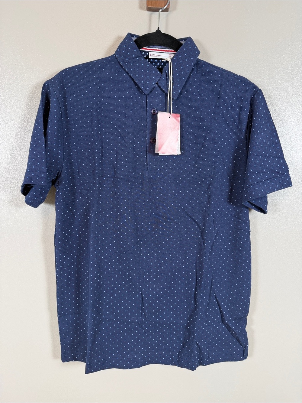 Men's Navy Micro Dot Polo - Short Sleeve Casual Polo